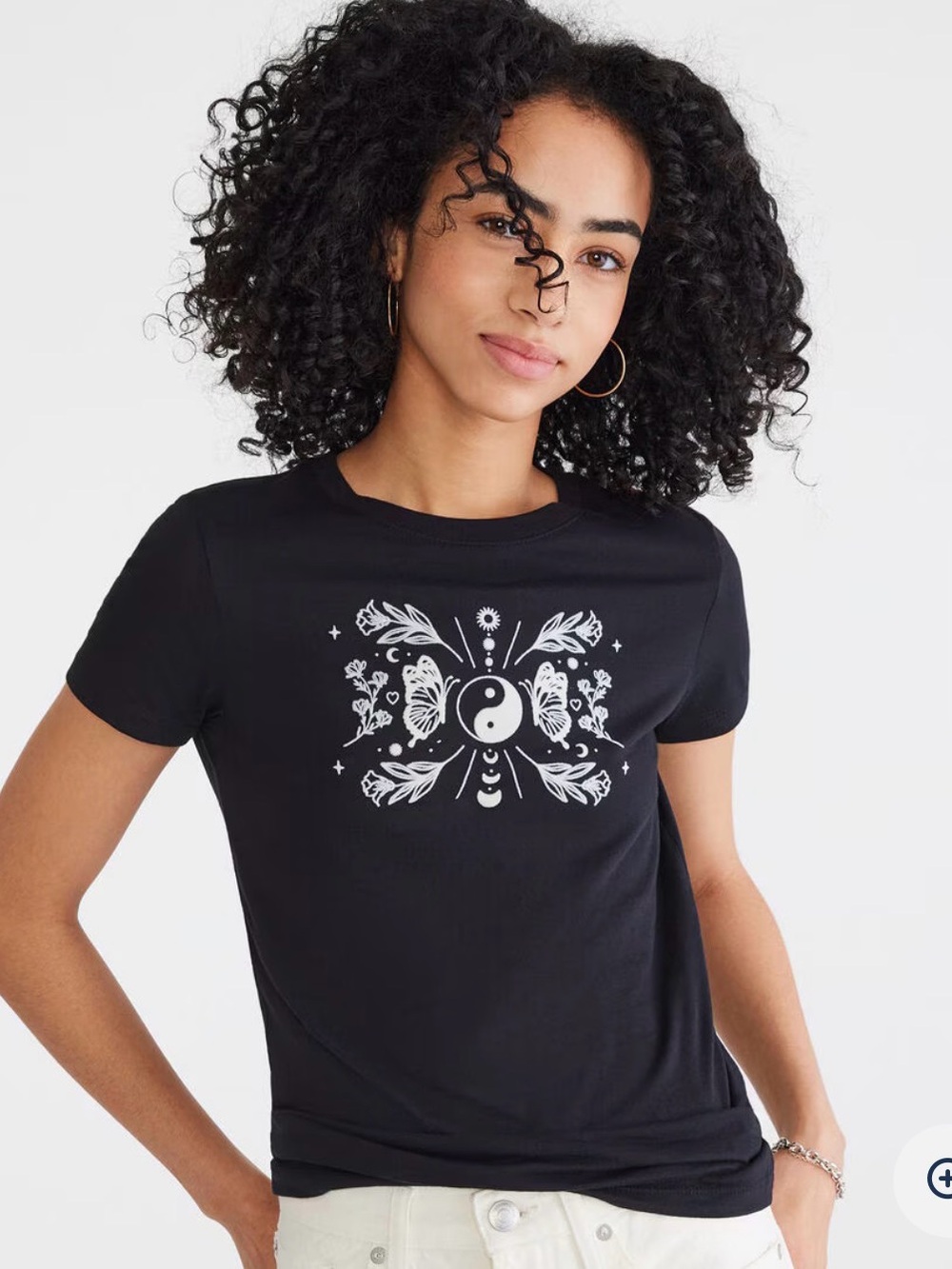 Aeropostale Black Graphic Yin Yang  Flocked Tee